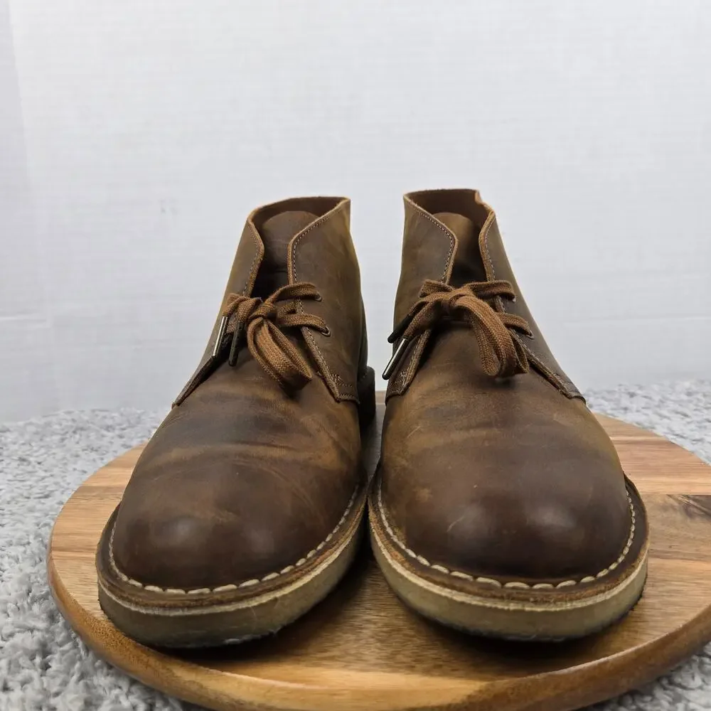 Clarks Mens 13M Original Desert Brown Leather Distressed Crepe Sole Chukka Boot